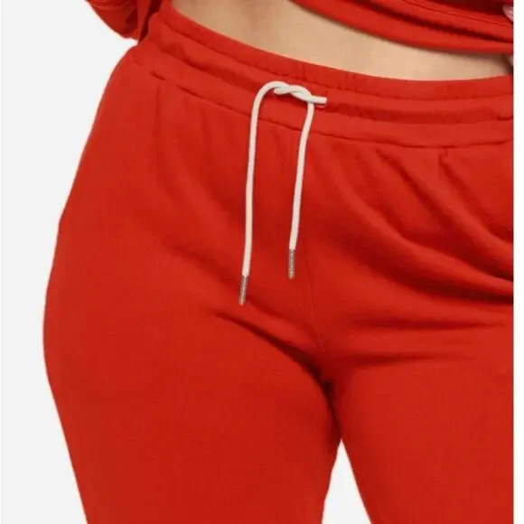 NWT Mate The Label Organic Cotton Classic Terry Jogger Cherry Red Pant